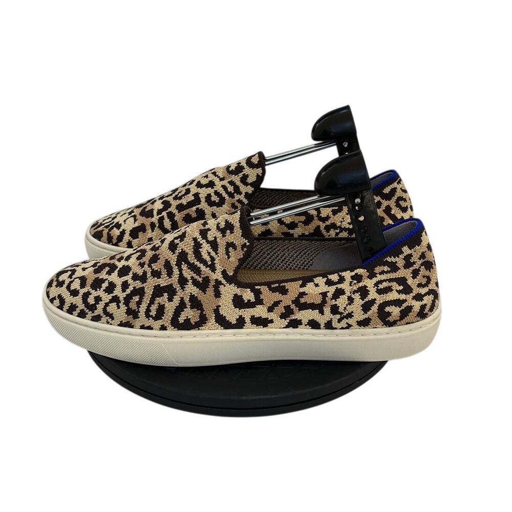 Women Rothy's Knit Skateboard Footbed Comfort Slip On Sneaker SZ 9 Brown Leopard - Picture 2 of 6